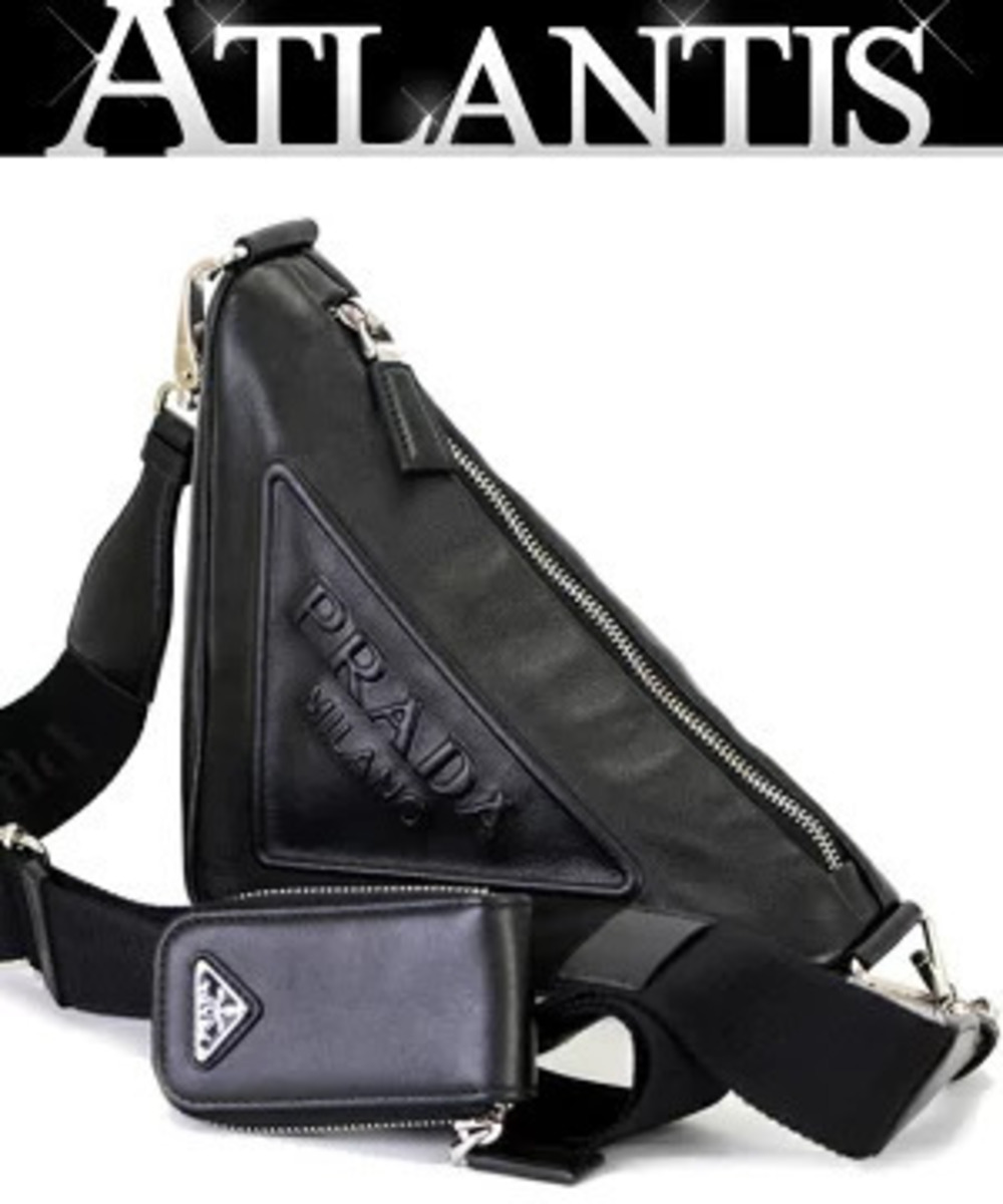 Prada Triangle Shoulder Bag Leather Black